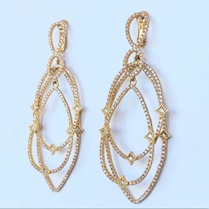 Landau, Brushed Gold-tone Earrings, Pave CZ’s